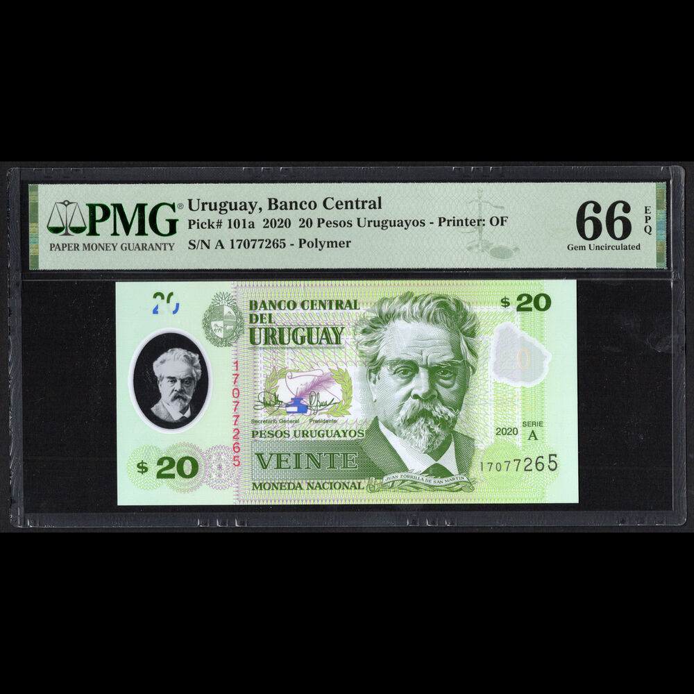 Uruguay - 20 Pesos Uruguayos 2020 - Pick # 101a - PMG 66 EPQ 