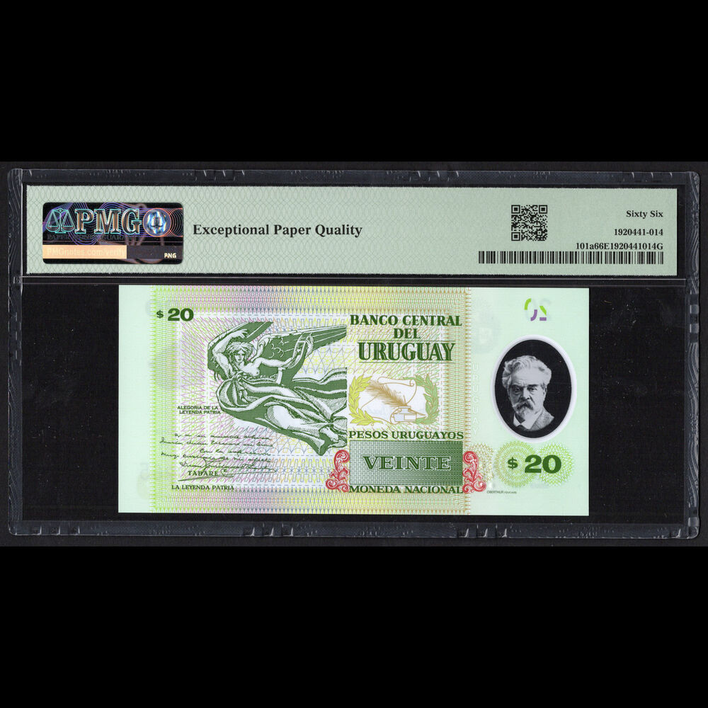 Uruguay - 20 Pesos Uruguayos 2020 - Pick # 101a - PMG 66 EPQ 