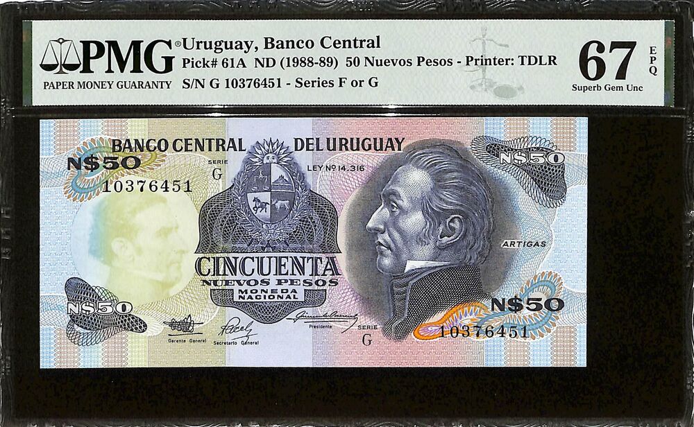 Uruguay - 50 Nuevos Pesos ND (1988-89) - Pick # 61A - PMG 67 EPQ