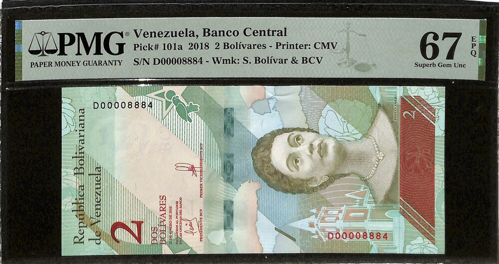 Venezuela - 2 Bolivares 2018 - Pick # 101a - PMG 67 EPQ