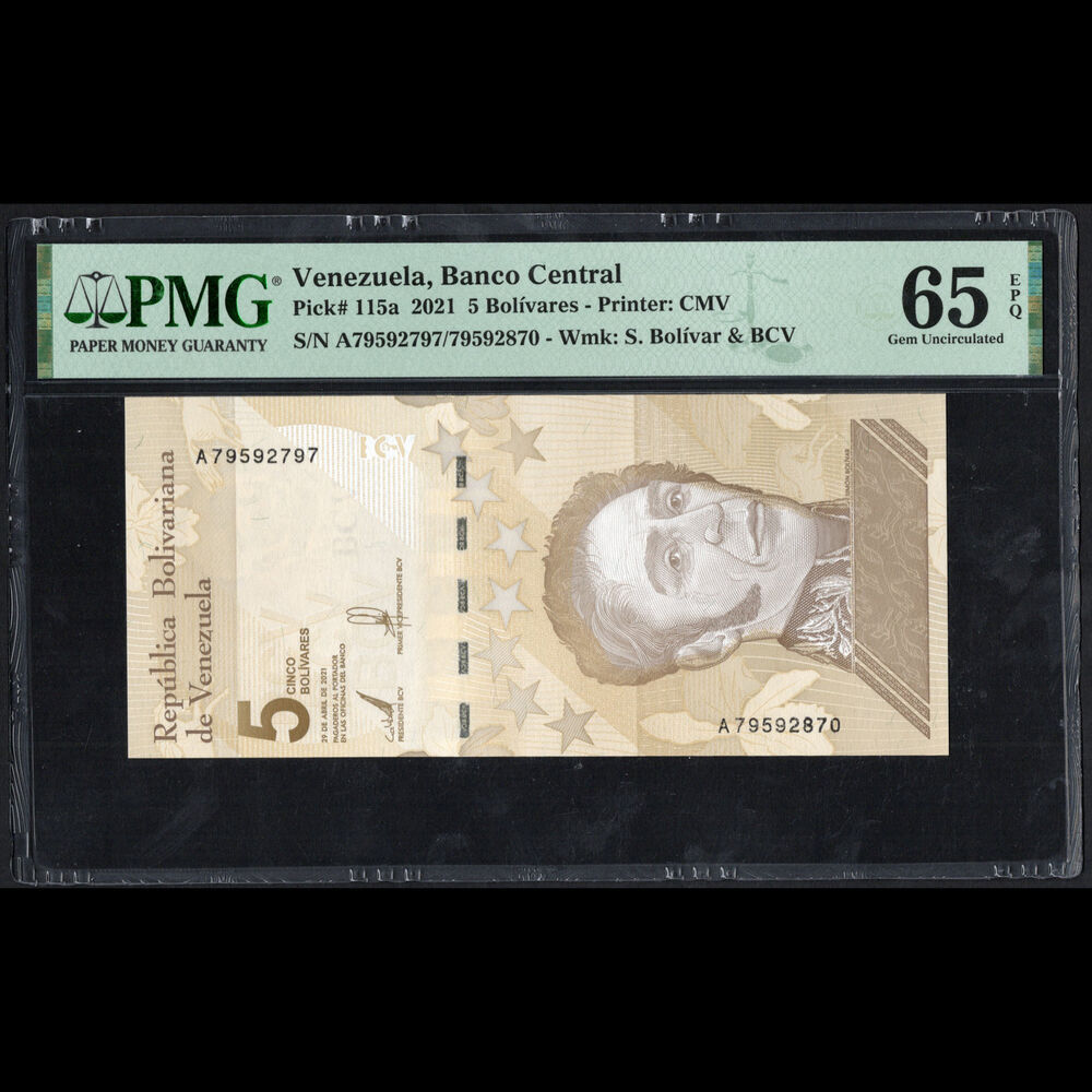 Venezuela - 5 Bolivares 2021 - Pick # 115a - PMG 65 EPQ 