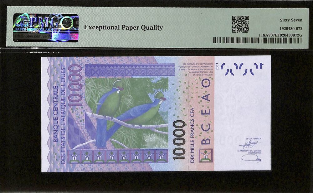 West African States - Ivory Coast - 10.000 Francs 2023 - Pick # 118Av - PMG 67 EPQ