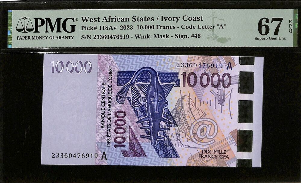 West African States - Ivory Coast - 10.000 Francs 2023 - Pick # 118Av - PMG 67 EPQ