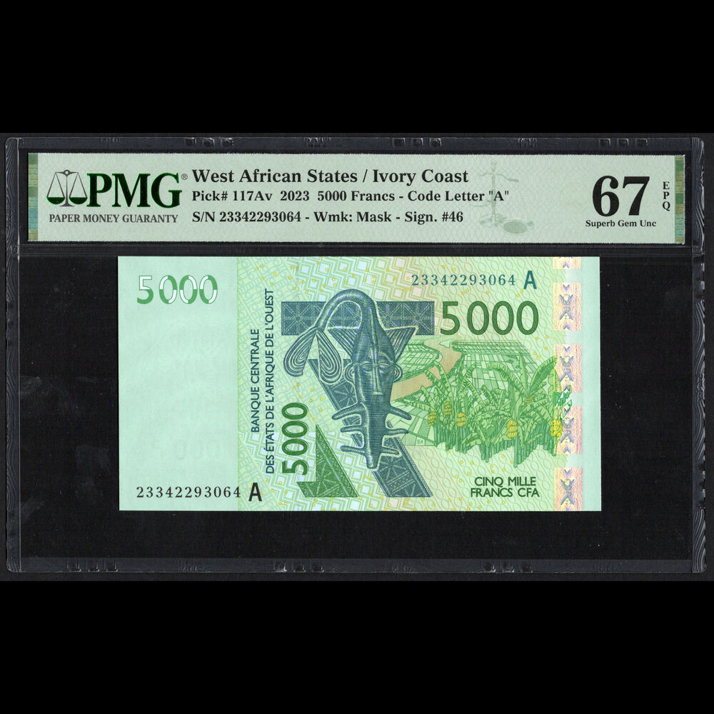 West African States - Ivory Coast - 5000 Francs 2023 - Pick # 117Av - PMG 67 EPQ 