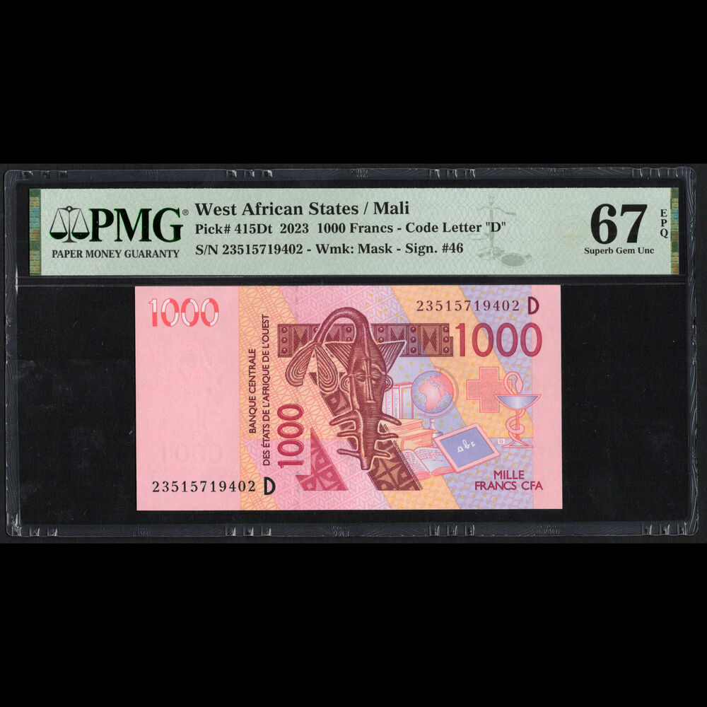 West African States - Mali - 1000 Francs 2023 - Pick # 415Dt - PMG 67 EPQ 