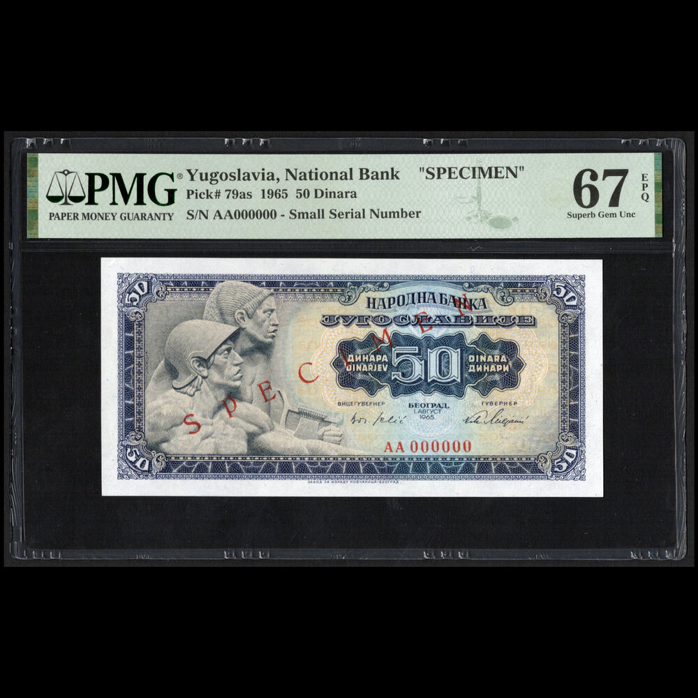Yugoslavia - 50 Dinara 1965 - Pick # 79as - SPECIMEN - PMG 67 EPQ 