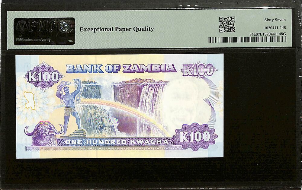 Zambia - 100 Kwacha ND (1991) - Pick # 34a - PMG 67 EPQ