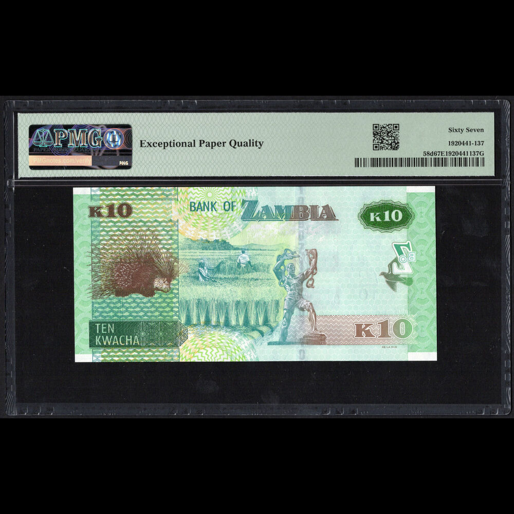 Zambia - 10 Kwacha 2022 - Pick # 58d - PMG 67 EPQ 