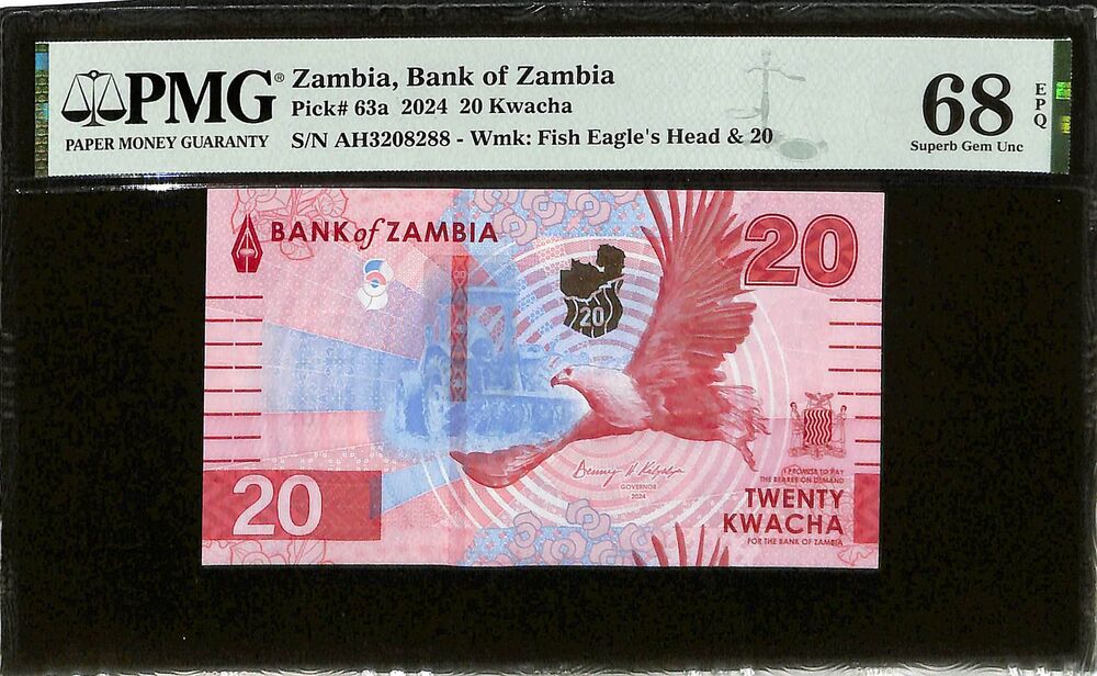 Zambia - 20 Kwacha 2024 - Pick # 63a - PMG 68 EPQ