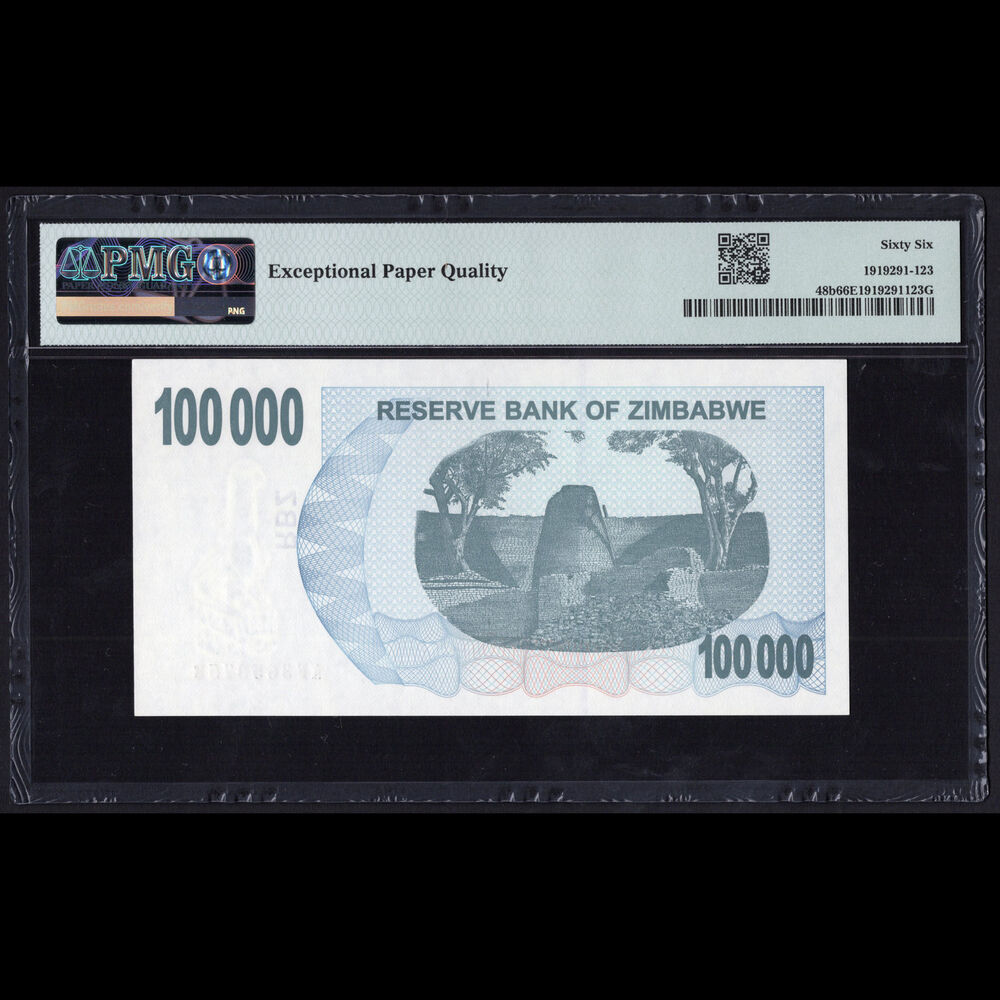 Zimbabwe - 100.000 Dollars 2006 - Pick # 48b - PMG 66 EPQ 
