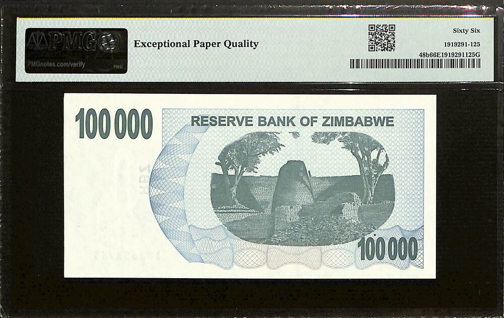 Zimbabwe - 100.000 Dollars 2006 - Pick # 48b - PMG 66 EPQ