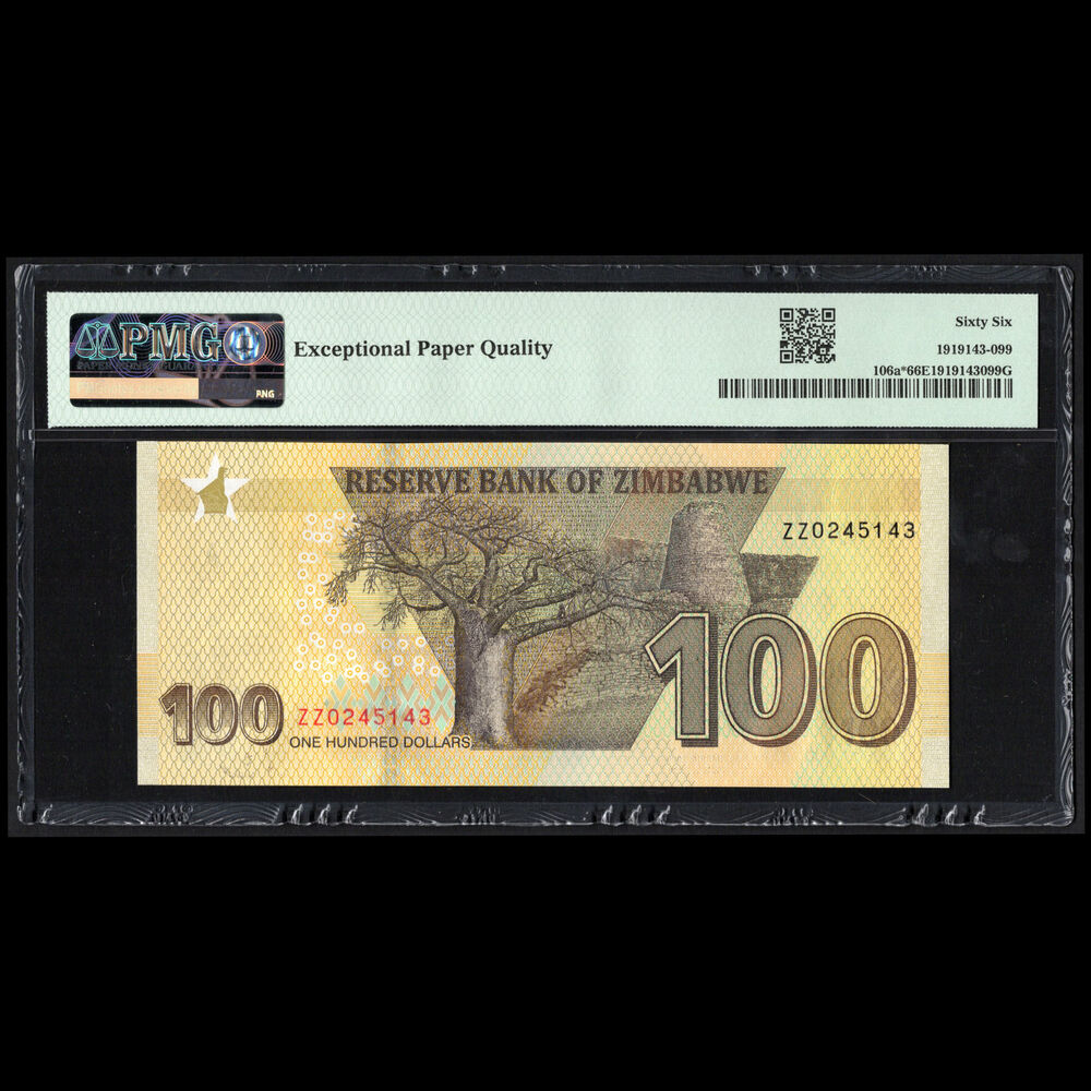 Zimbabwe - 100 Dollars 2020 - Pick # 106a - REPLACEMENT - PMG 66 EPQ 