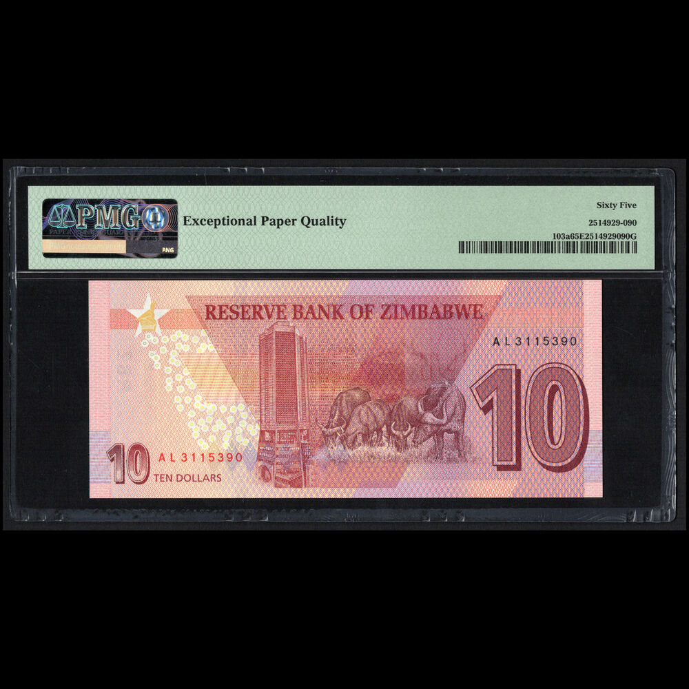 Zimbabwe - 10 Dollars 2020 - Pick # 103a - PMG 65 EPQ 