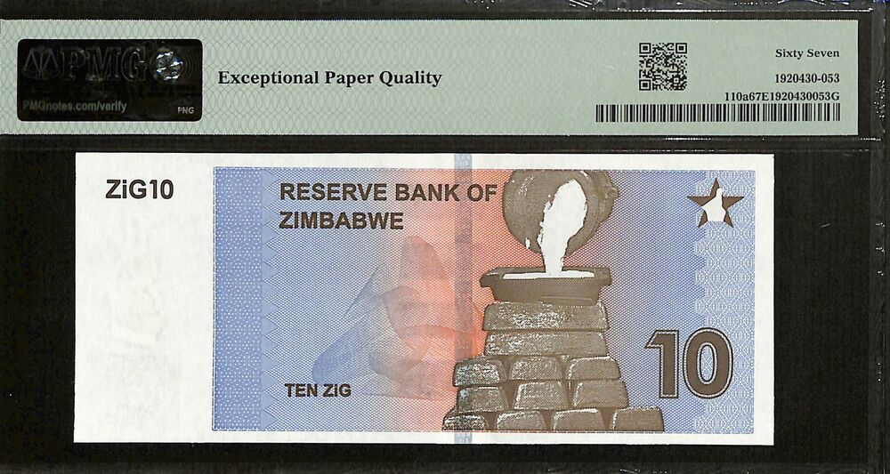 Zimbabwe - 10 ZiG 2024 - Pick # 110a - PMG 67 EPQ