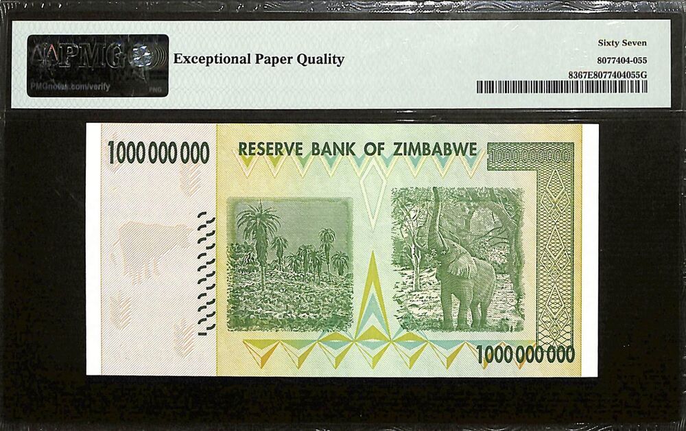 Zimbabwe - 1 Billion Dollars 2008 - Pick # 83 - PMG 67 EPQ