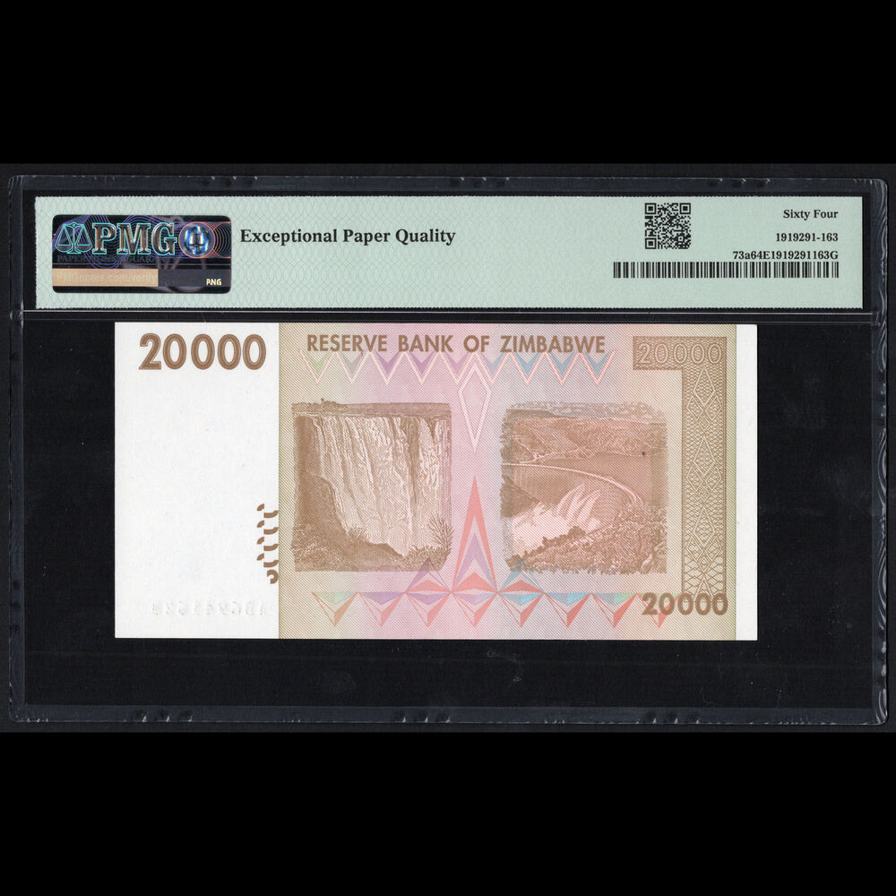 Zimbabwe - 20.000 Dollars 2008 - Pick # 73a - PMG 64 EPQ 