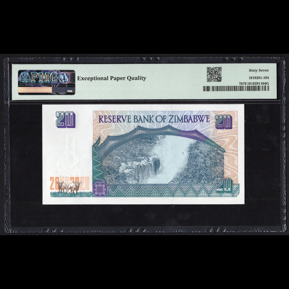Zimbabwe - 20 Dollars 1997 - Pick # 7 - PMG 67 EPQ 