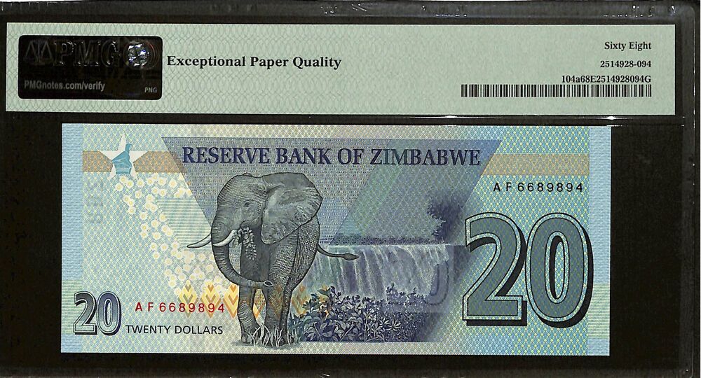 Zimbabwe - 20 Dollars 2020 - Pick # 104a - PMG 68 EPQ