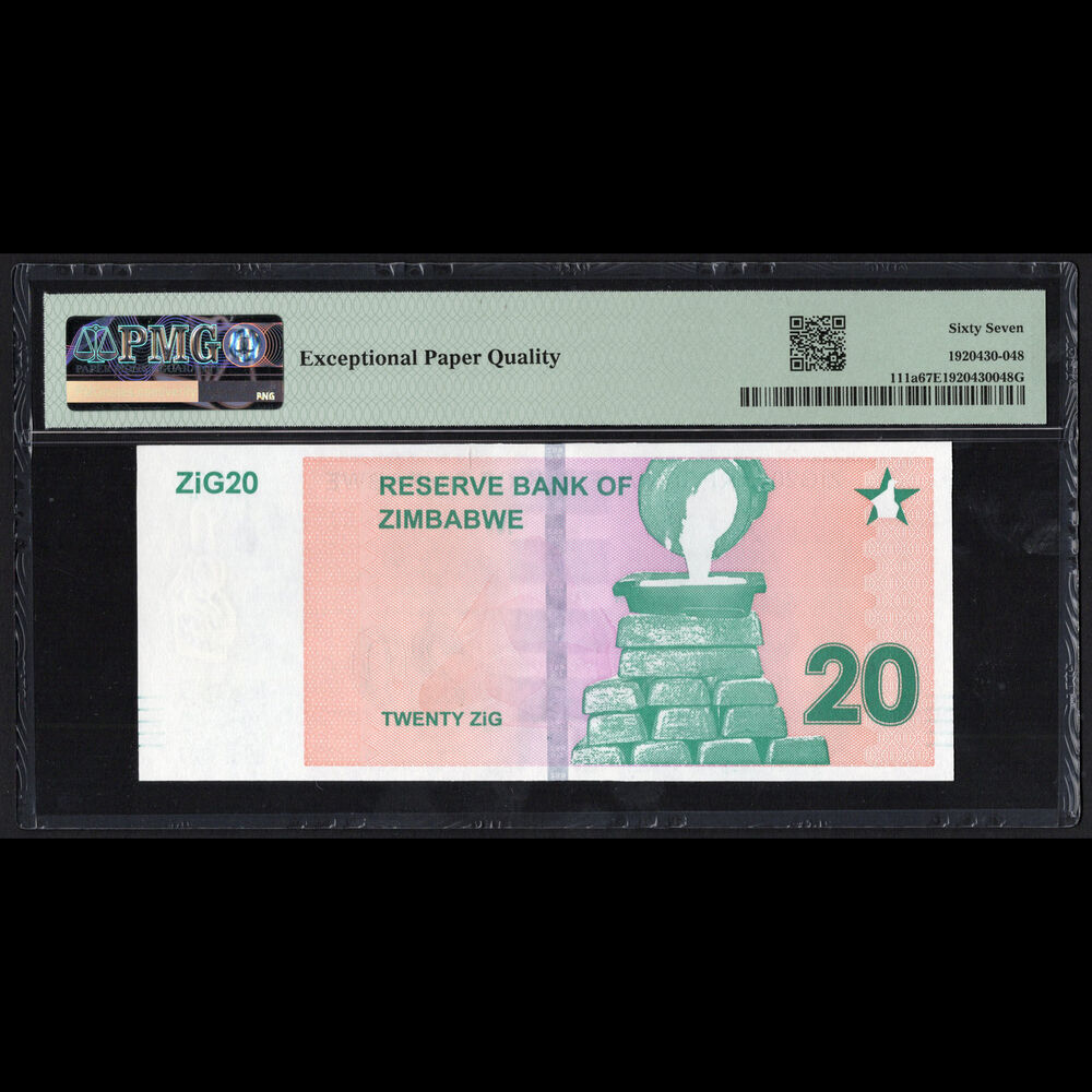 Zimbabwe - 20 ZiG 2024 - Pick # 111a - PMG 67 EPQ  