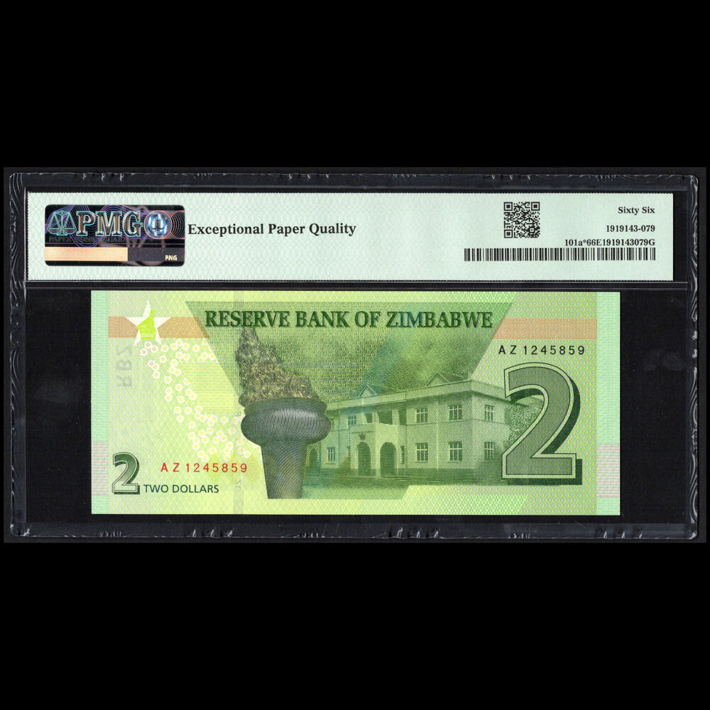 Zimbabwe - 2 Dollars 2019 - Pick # 101a - REPLACEMENT - PMG 66 EPQ 