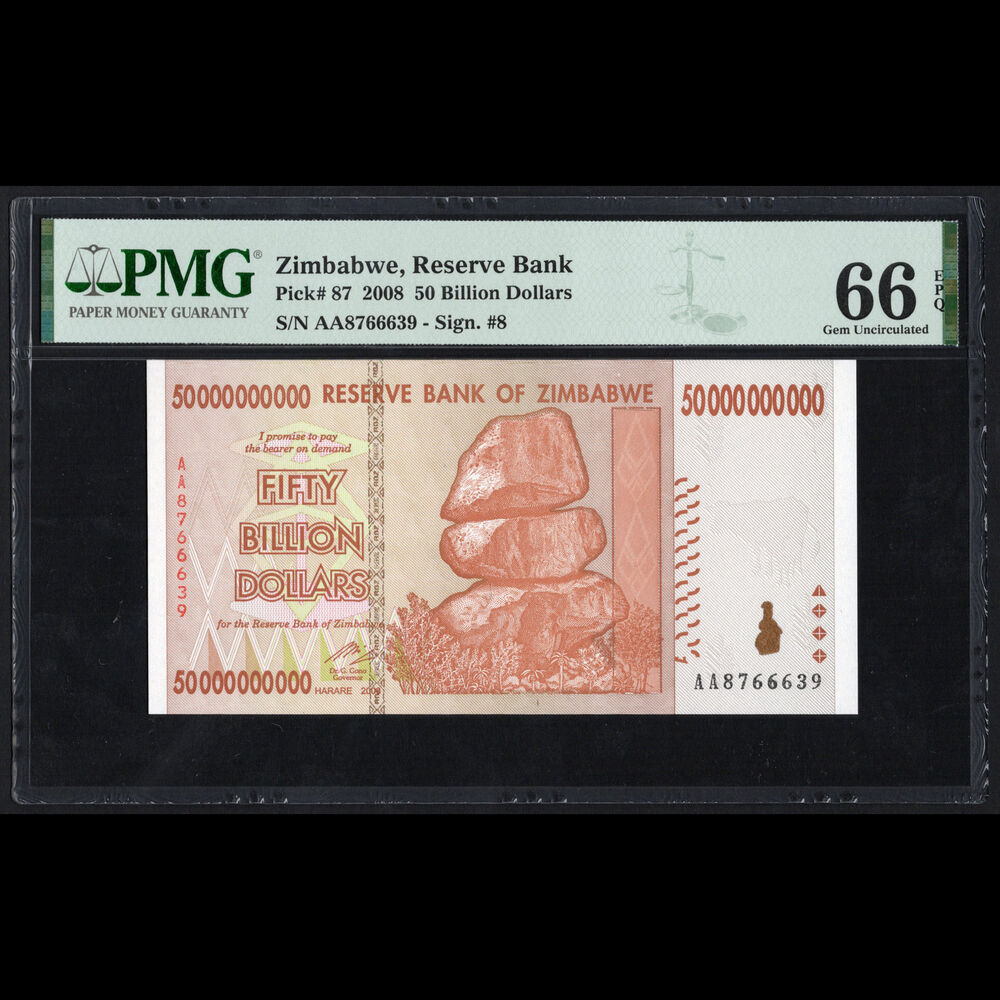 Zimbabwe - 50.000.000.000 Dollars 2008 - Pick # 87 - PMG 66 EPQ 