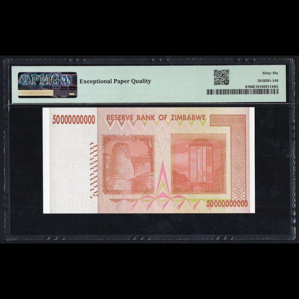 Zimbabwe - 50.000.000.000 Dollars 2008 - Pick # 87 - PMG 66 EPQ 