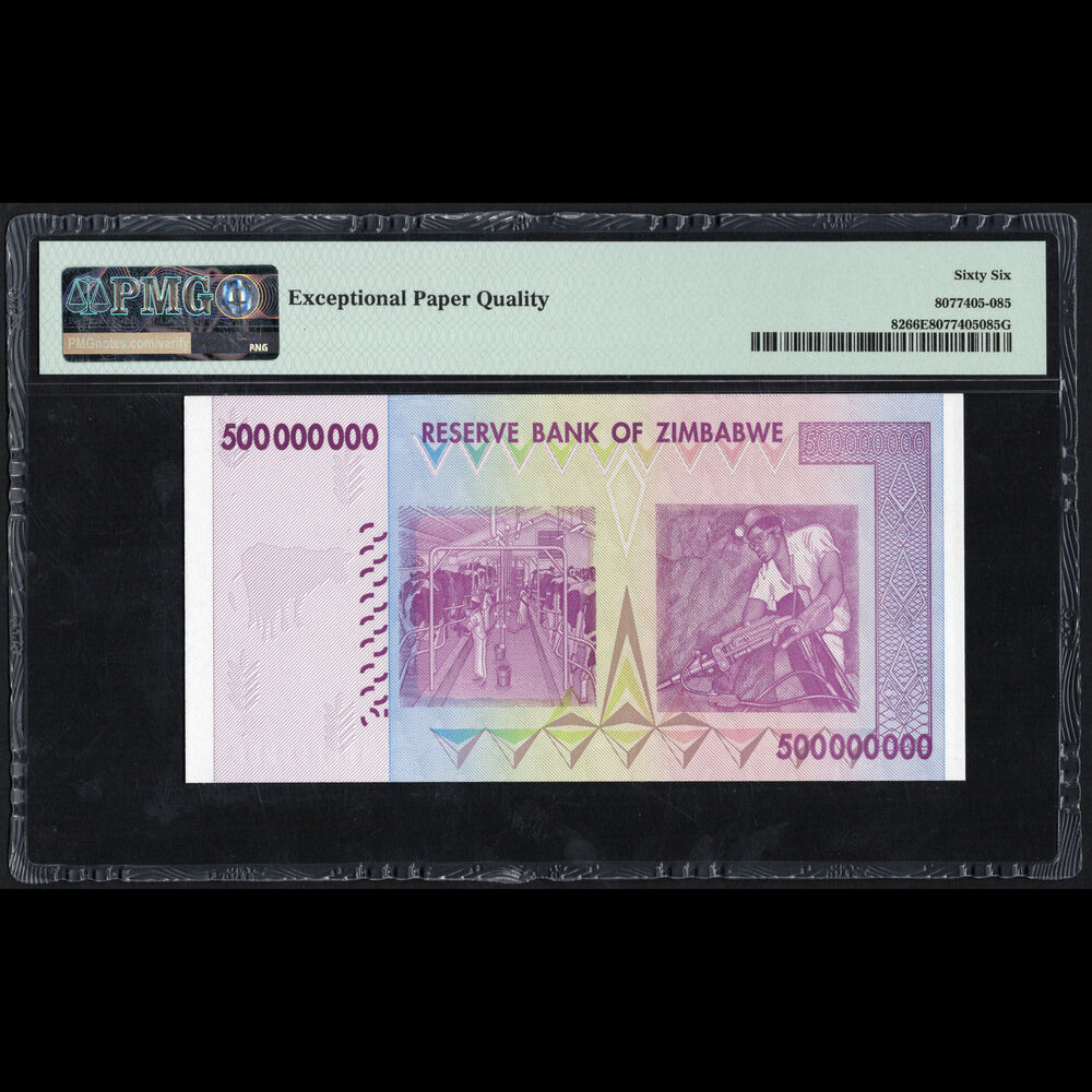 Zimbabwe - 500.000.000 Dollars 2008 - Pick # 82 - PMG 66 EPQ 