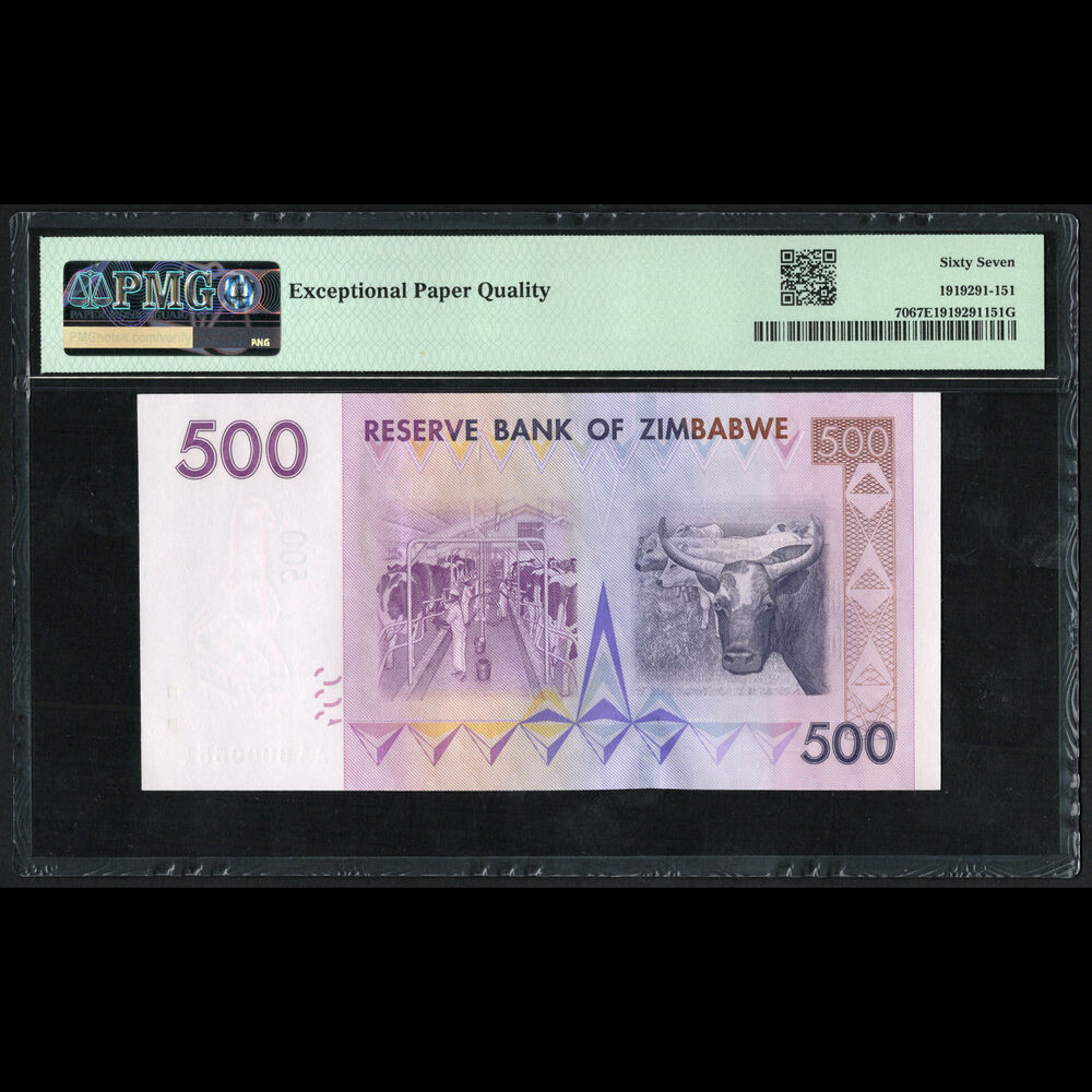 Zimbabwe - 500 Dollars 2007 - Pick # 70 - PMG 67 EPQ 