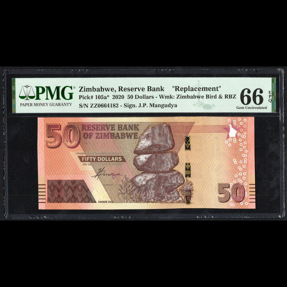 Zimbabwe - 50 Dollars 2020 - Pick # 105a - REPLACEMENT - PMG 66 EPQ 