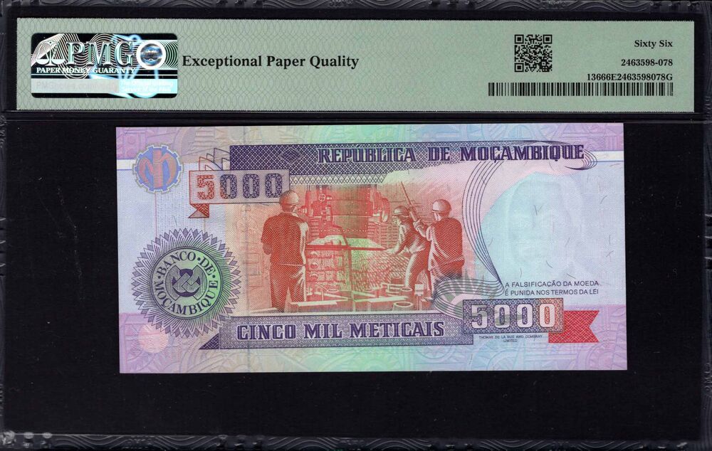Mozambique - 5000 Meticais 1991 - Pick # 136 - PMG 66 EPQ
