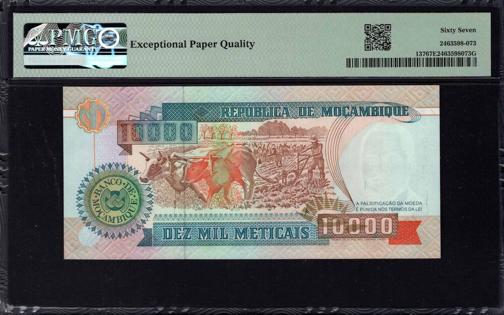 Mozambique - 10.000 Meticais 1991 - Pick # 137 - PMG 67 EPQ