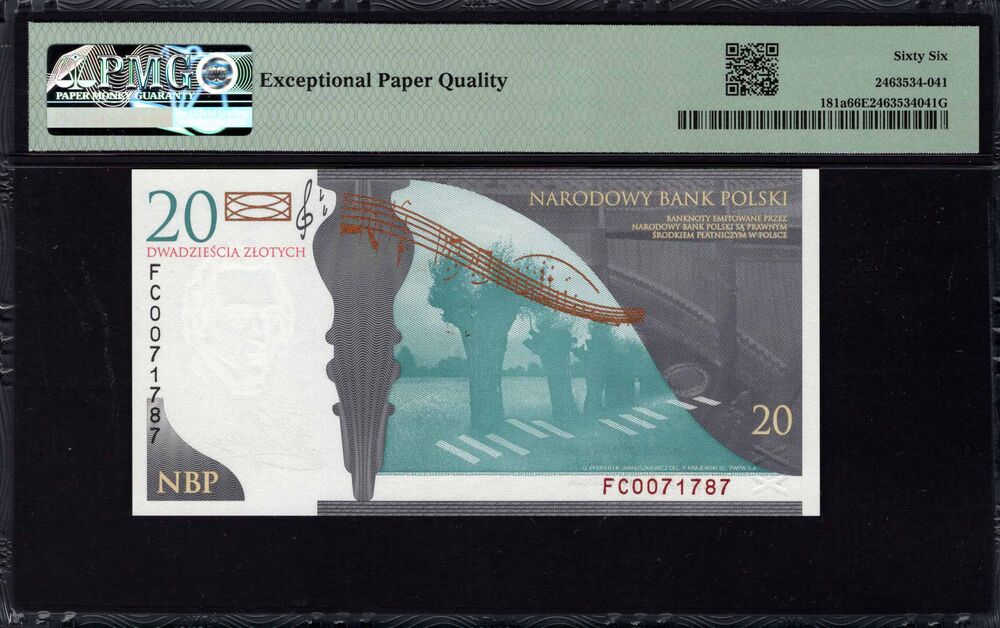 Poland - 20 Zlotych 2009 - Pick # 181a - PMG 66 EPQ