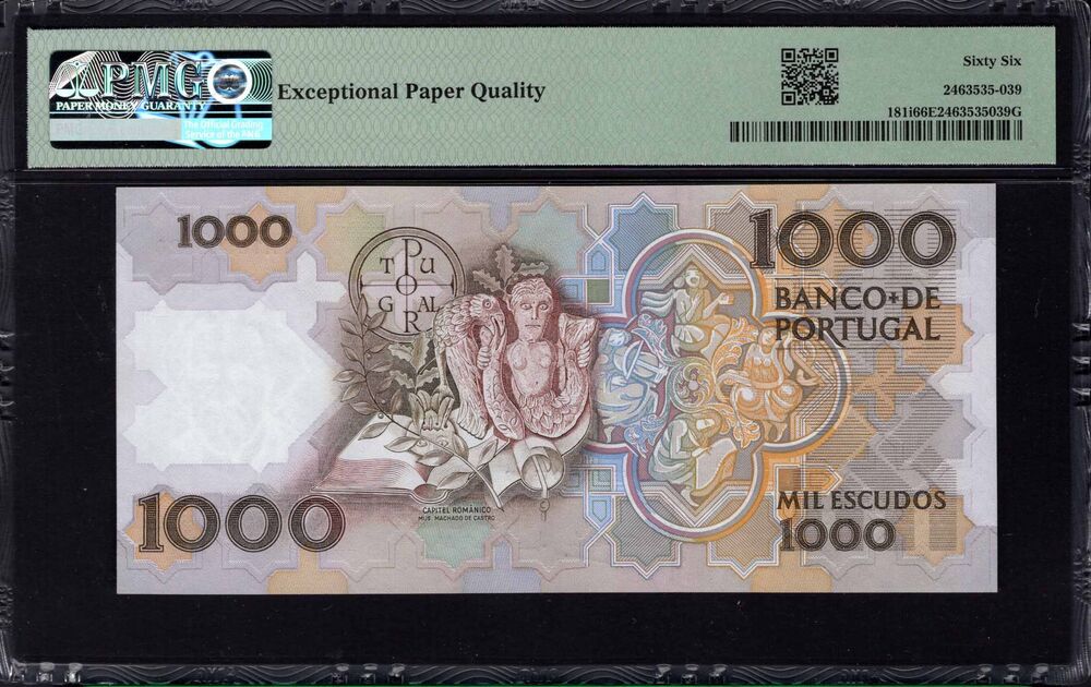 Portugal - 1000 Escudos 1992 - Pick # 181i - PMG 66 EPQ
