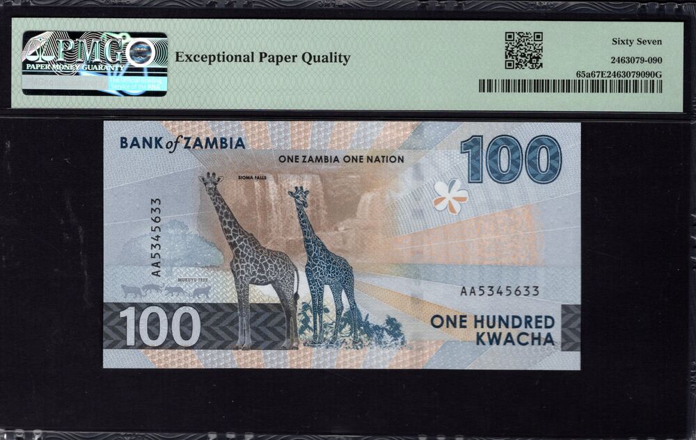 Zambia - 100 Kwacha 2024 - Pick # 65a - PMG 67 EPQ