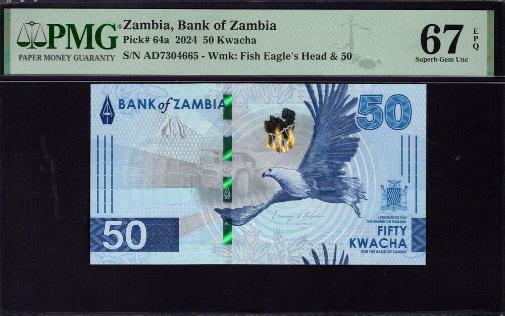 Zambia - 50 Kwacha 2024 - Pick # 64a - PMG 67 EPQ