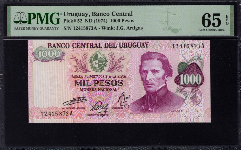 Uruguay - 1000 Pesos 1974 - Pick # 52 - PMG 65 EPQ