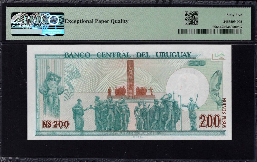 Uruguay - 200 Nuevos Pesos 1986 - Pick # 66 - PMG 65 EPQ
