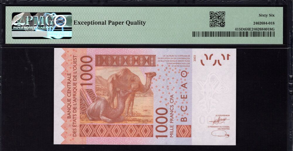 West African States - 1000 Francs 2023 - Pick # 415Dt - PMG 66 EPQ