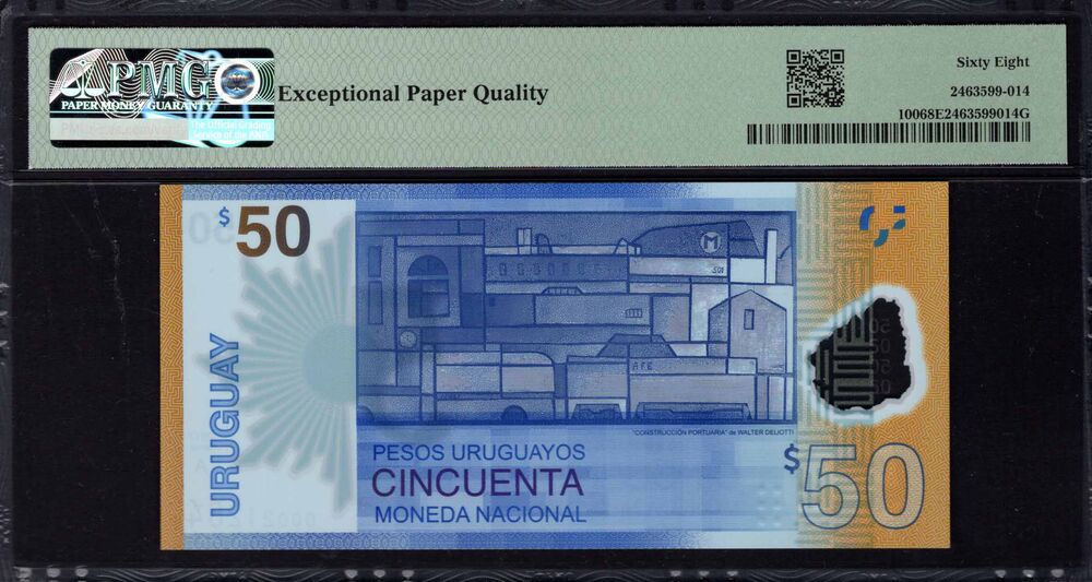 Uruguay - 50 Pesos 2017 - Pick # 100 - PMG 68 EPQ