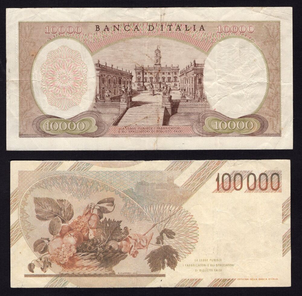 Italy - 10.000 & 100.000 Lire 1973/83 - Pick # 97 & 110 - Forgeries - F/VF
