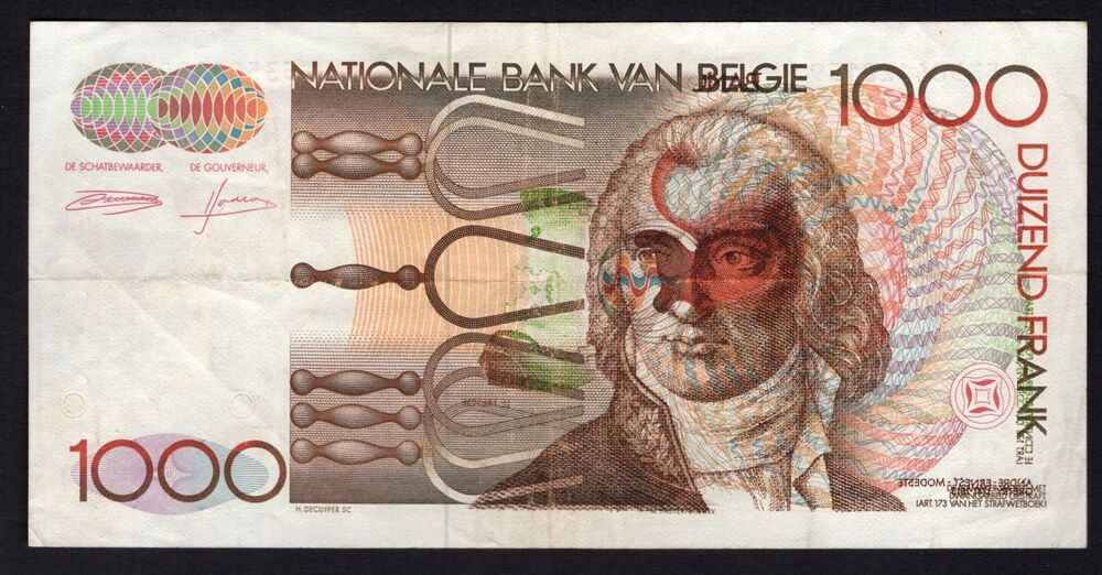 Belgium - 1000 Francs 1980/96 - Pick # 144 - Error note - VF
