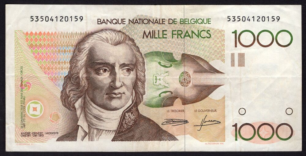 Belgium - 1000 Francs 1980/96 - Pick # 144 - Error note - VF