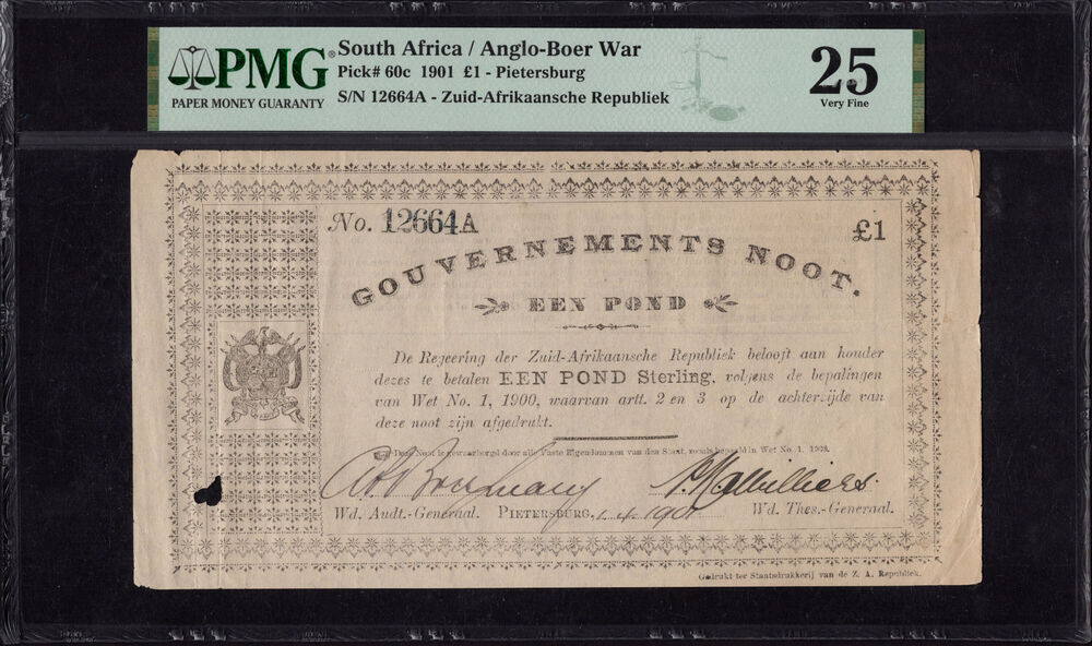 South Africa - 1 Pound 1901 - Pick # 60c - PMG 25