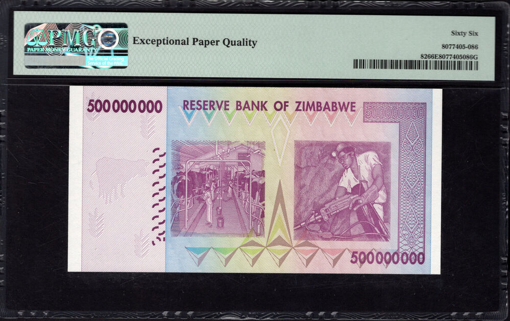 Zimbabwe - 500.000.000 Dollars 2008 - Pick # 82 - PMG 66 EPQ