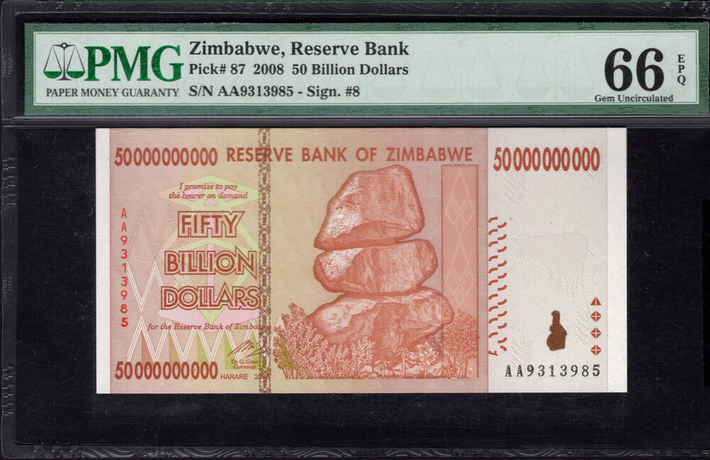 Zimbabwe - 50.000.000.000 Dollars 2008 - Pick # 87 - PMG 66 EPQ