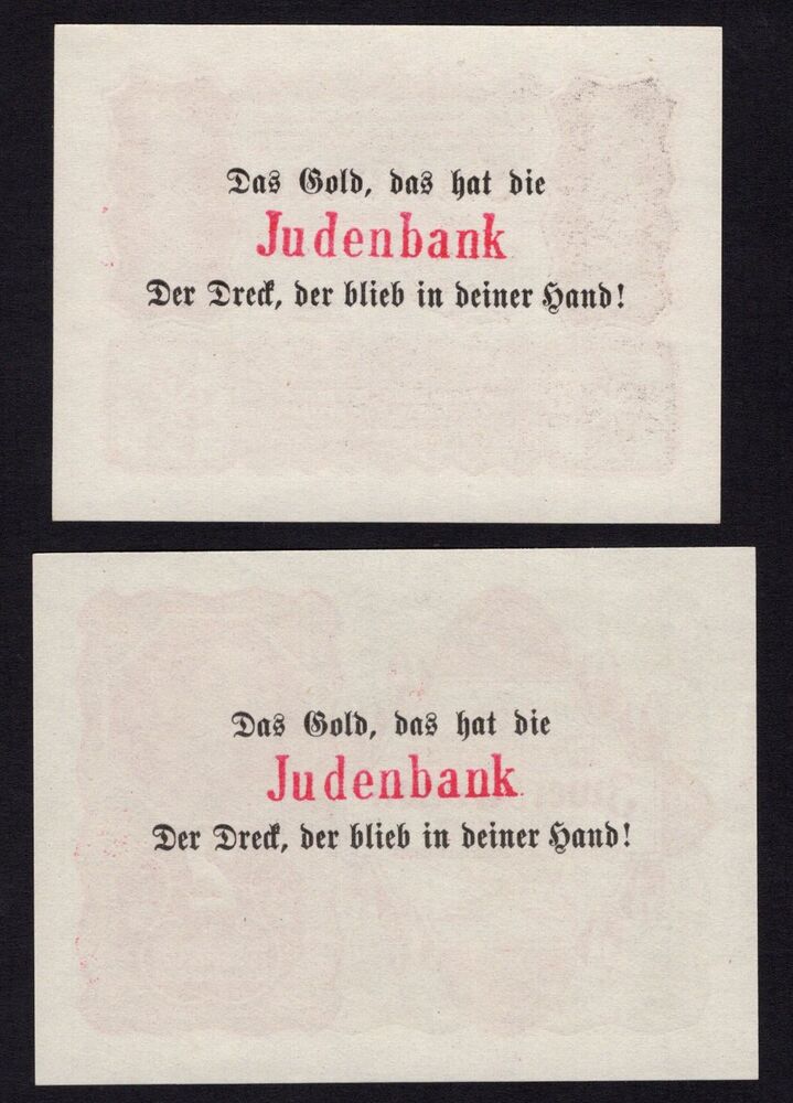 Austria - 1 & 2 Kronen 1922, 'Judenbank' - Pick # 73, 74 - UNC