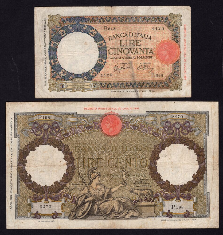 Italy - 50 & 100 Lire 1936/40 - Fine