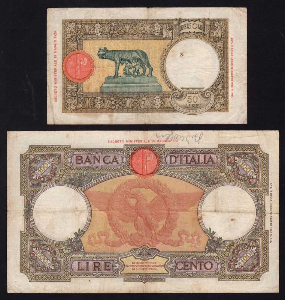 Italy - 50 & 100 Lire 1936/40 - Fine