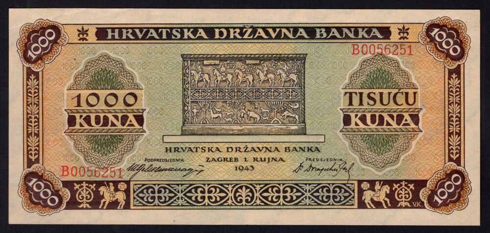 Croatia - 1000 Kuna 1943 - Pick # 12 - AU