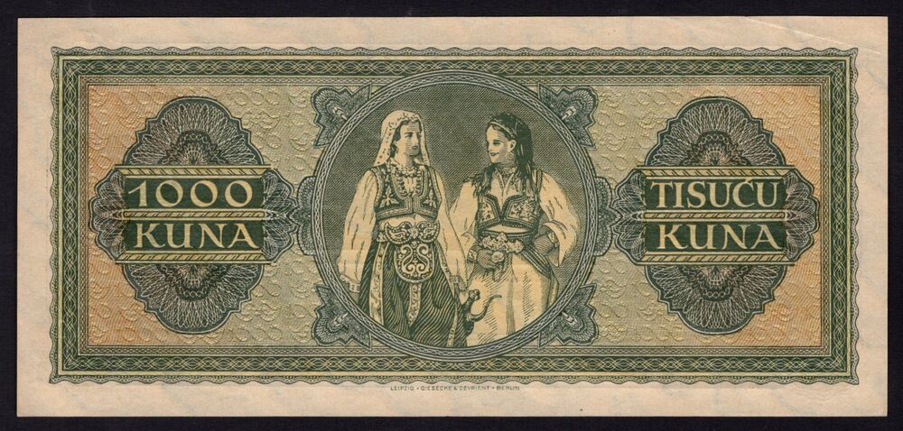 Croatia - 1000 Kuna 1943 - Pick # 12 - AU